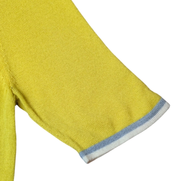 Boden Wool Yellow Short Sleeve Fine Gauge Knit Gray White Crewneck Sweater US4/S - Picture 11 of 17